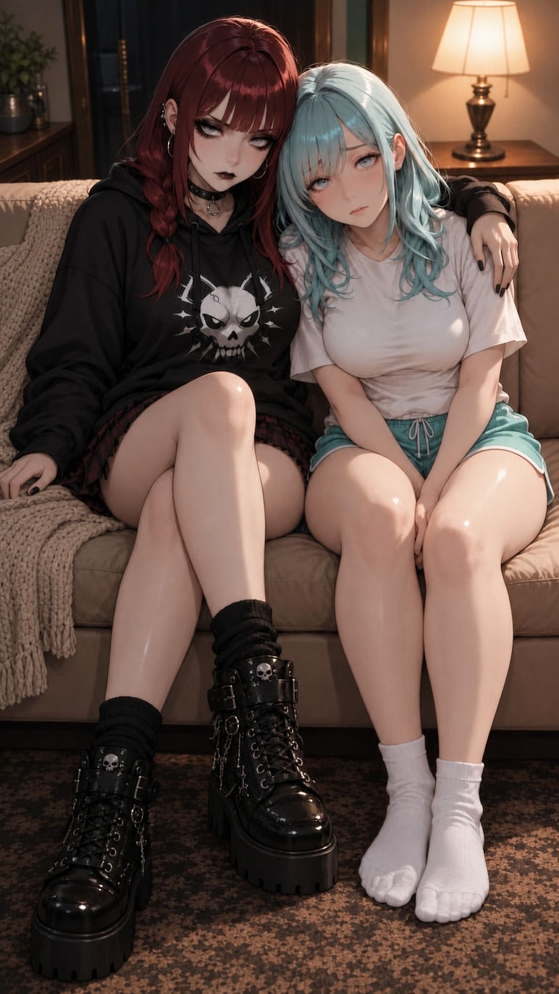 Dovie & Sidonie | Pelo menta, uñas negras